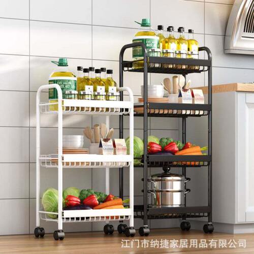 厨房置物架家用收纳储物架子落地多层用品大全小推车多功能蔬菜篮