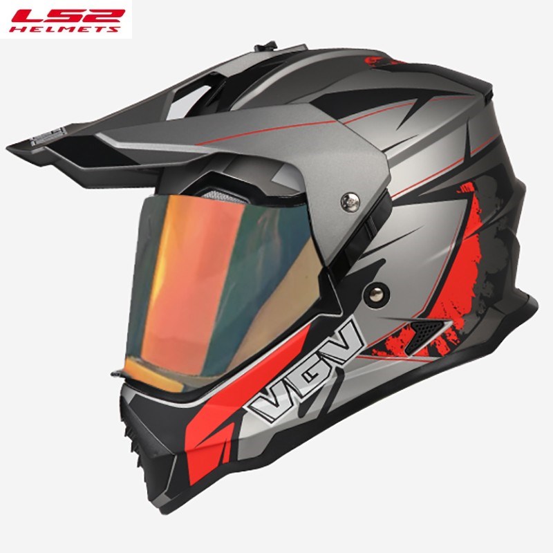 LS23C认证摩托车越野头盔男女双镜片全盔机车摩旅拉力盔跑盔