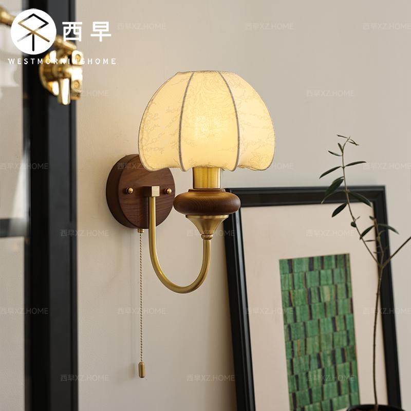 春晓花苞法式复古壁灯主卧床头灯高级感中古客厅楼梯带拉链开关灯