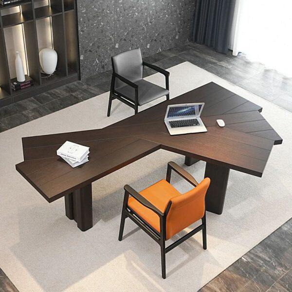 美学派新中式黑胡桃木实木主管桌书房书桌老板桌椅办公桌组合写字