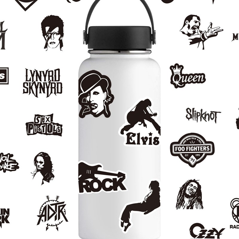 50张摇滚ROCK朋克乐队个性潮牌LOGO贴纸装饰笔记本头盔水杯电动车