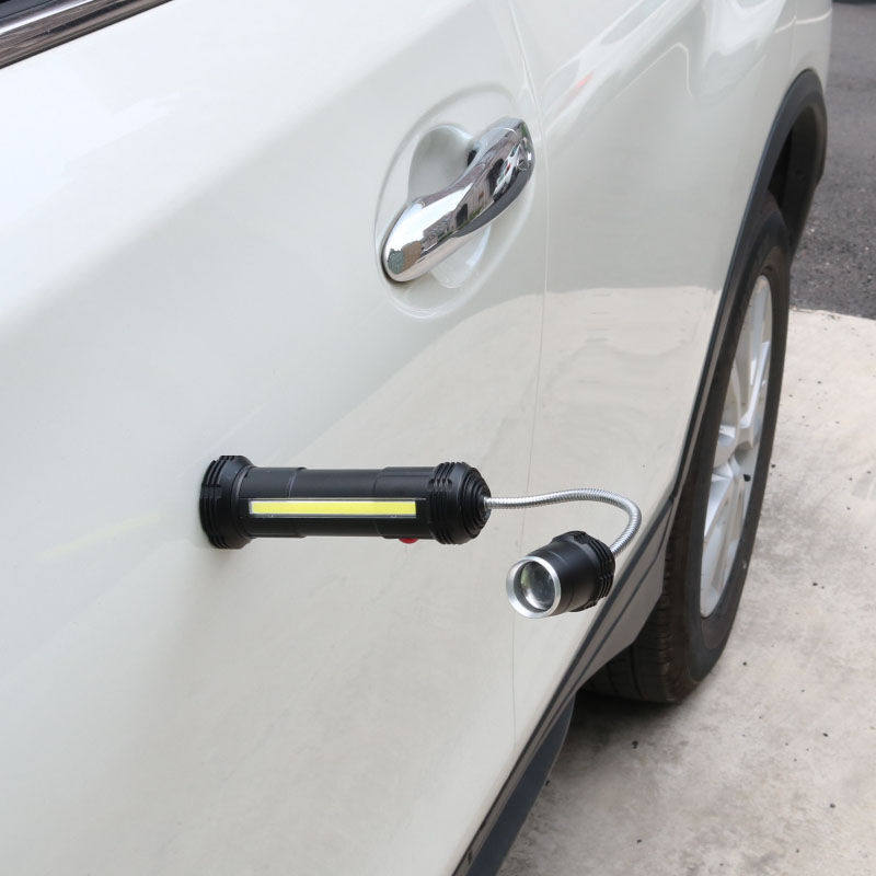 COB软管检修灯带磁铁L维修工作照明USB充电变焦手电筒强光远射黑