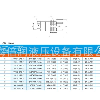 倍润FA液压快速接头快换接头碳钢H锥面VV14 GAS F