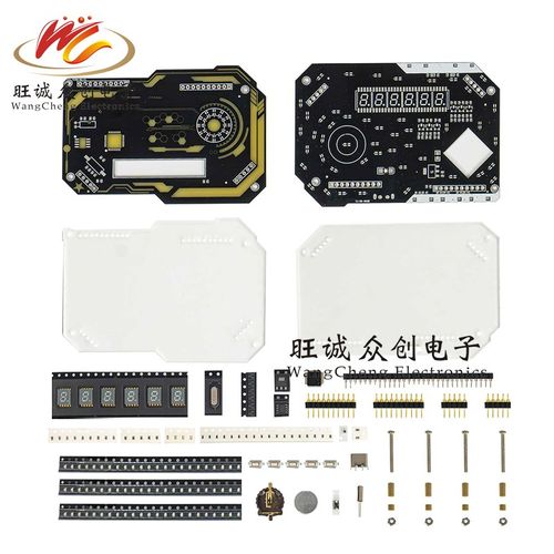 赛博朋克RGB幻彩灯光数字时钟电子DIY焊接实训科技制作散件
