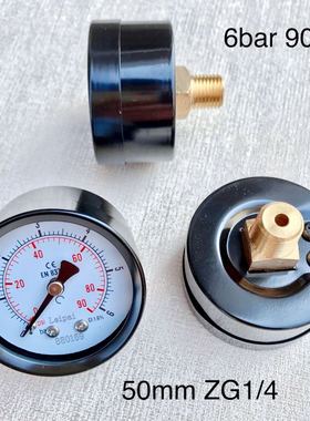轴向压力表 压力0-6bar 90psi 螺纹ZG1/4 PT1/4 直径50mm Y-50-Z
