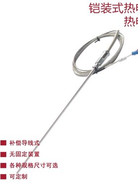 WRNK-191 WRNK-192铠装式热电偶K型温度传感器探针热电偶测温探头