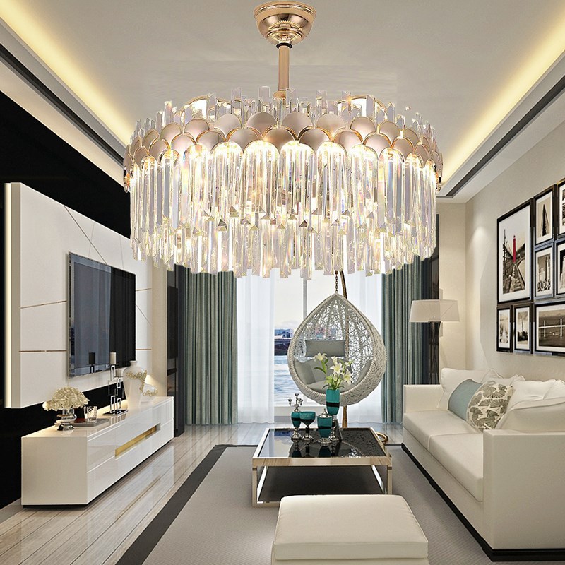 客厅一体高品质风扇灯轻奢电v扇灯2024新款水晶风扇吊灯工厂直供