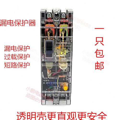 上德 漏电保护断路器DZ15LE-100/290(2901) 100A 透明漏保2P 63A