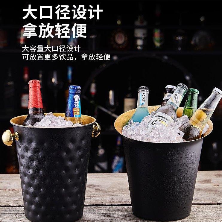 新款不锈钢冰桶欧式大香槟盆酒吧ktv冰块桶家用啤酒桶冰香槟酒桶