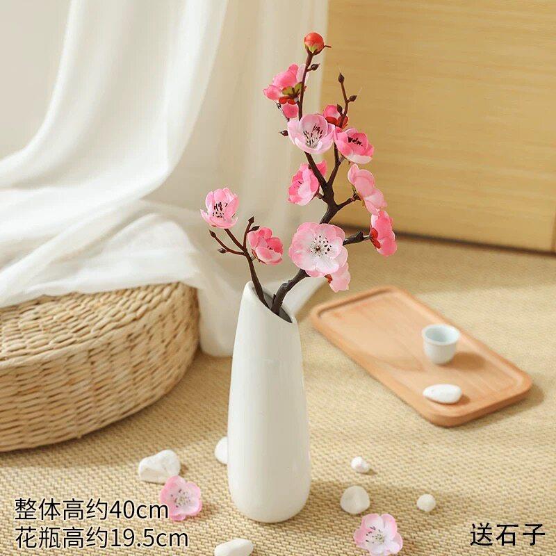 手工diy粉色桃花花瓶摆件家居装饰品40cm陶瓷工艺品