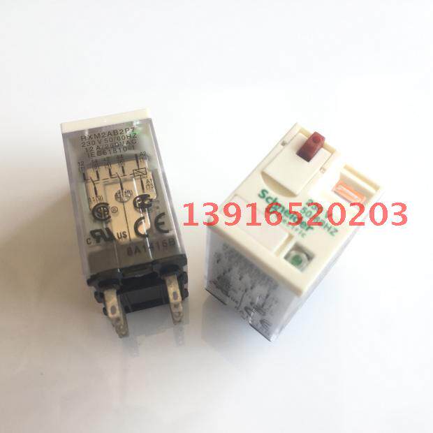 中间继电器RXM2AB2P7 AC230V 二开二闭带灯带手动测试 小型继电器