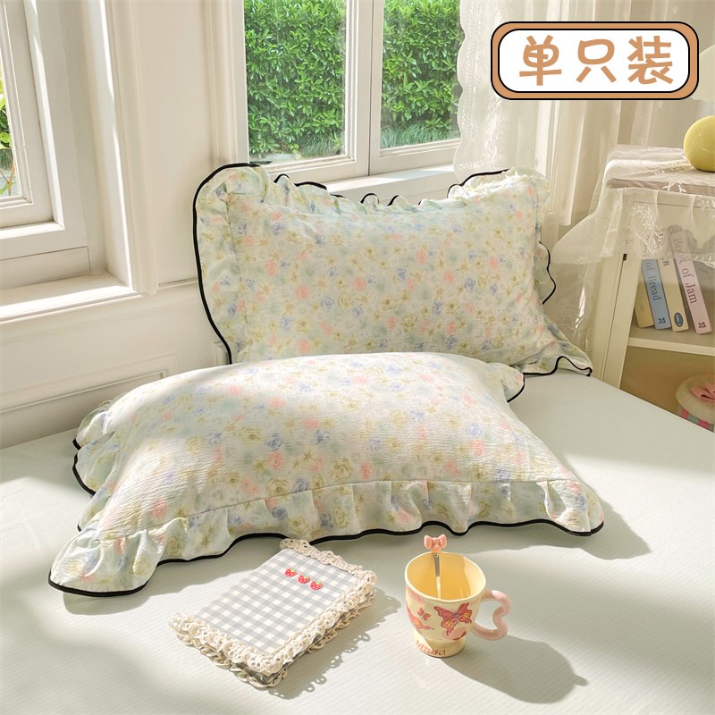双层纱花边枕套一i对装48cmx74cm枕头套单个枕头内胆套夏季2025新