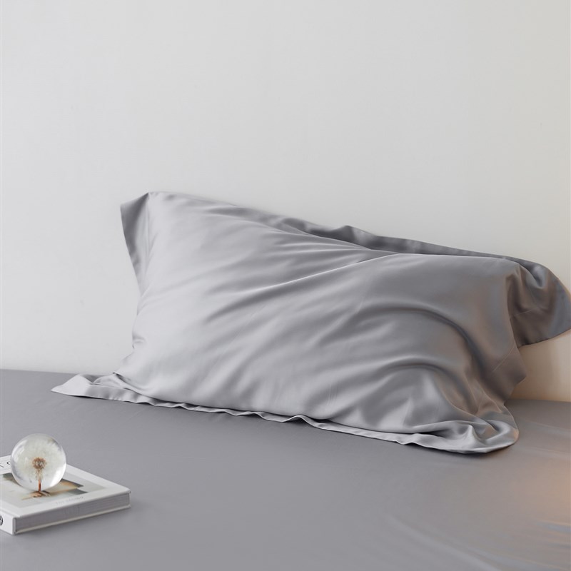 简奢风100fs兰精天丝枕头套一对装 高级感家用宿舍纯色枕套48x74c