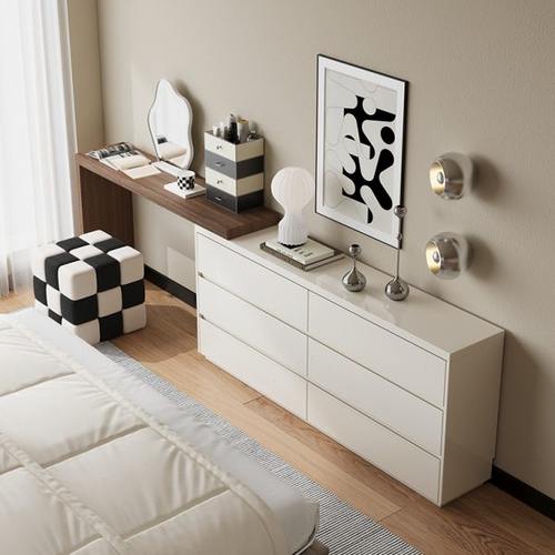 述物有栖 30cm极窄梳妆台六斗柜小户型床尾收纳柜超薄斗柜化妆桌