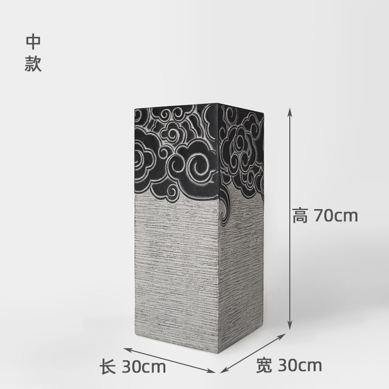 新中式祥云展f示柱人造石柱墩子客厅盆景花盆底座玄关禅意落地摆