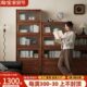 实木书柜带玻璃防尘上翻门杂志柜客厅斗柜展示收纳柜儿童落地书架