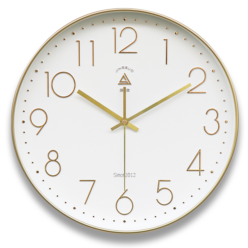 石英钟挂钟16寸会议室静音 轻奢简约大L气时尚个性圆形电池时钟