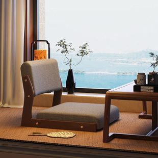 三梦实木飘窗椅榻榻米座椅阳台休闲椅子懒人沙发床上靠背椅和室椅