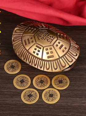 六摇卦铜乌龟壳创意铜钱用具龟甲六十四卦工具中式工艺品家居摆件