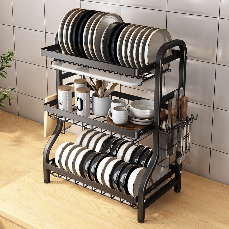 厨房置物架碗碟收纳架多功能放碗C盘筷子碗架沥水架落地碗柜收纳