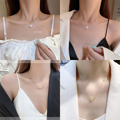 网红同款轻奢可旋转锁骨链新款风车吊坠项链女款气质项圈银首饰品