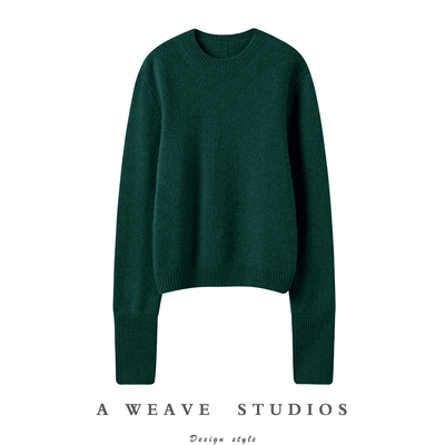 温柔娴静~100%纯山羊绒毛衣女圆领套头山羊绒衫加厚新款