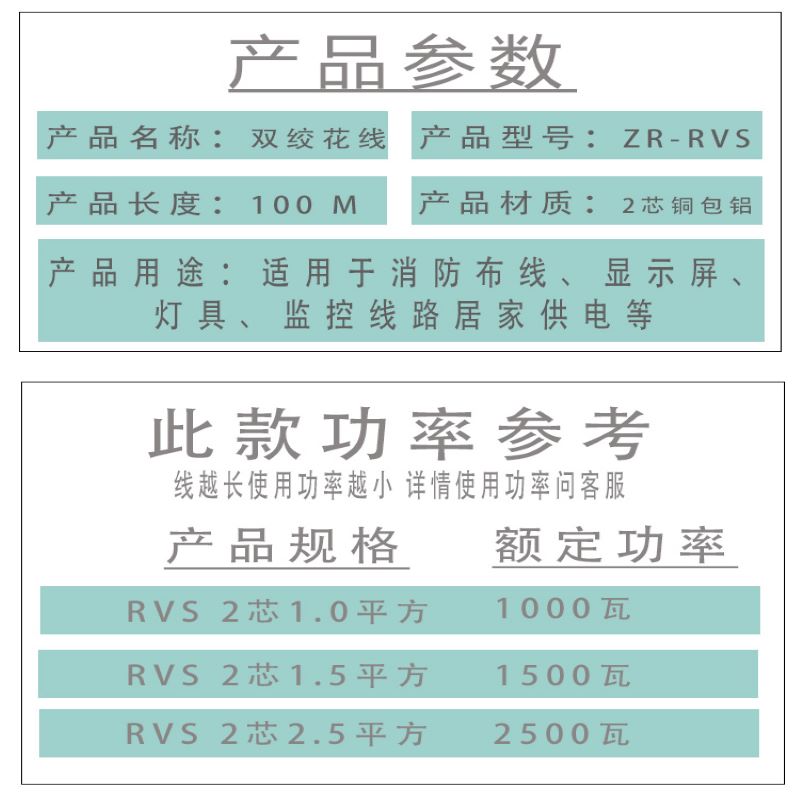 家用电线RVS消防花线电动车充电线灯头双绞线2芯1.52.5平方电源线