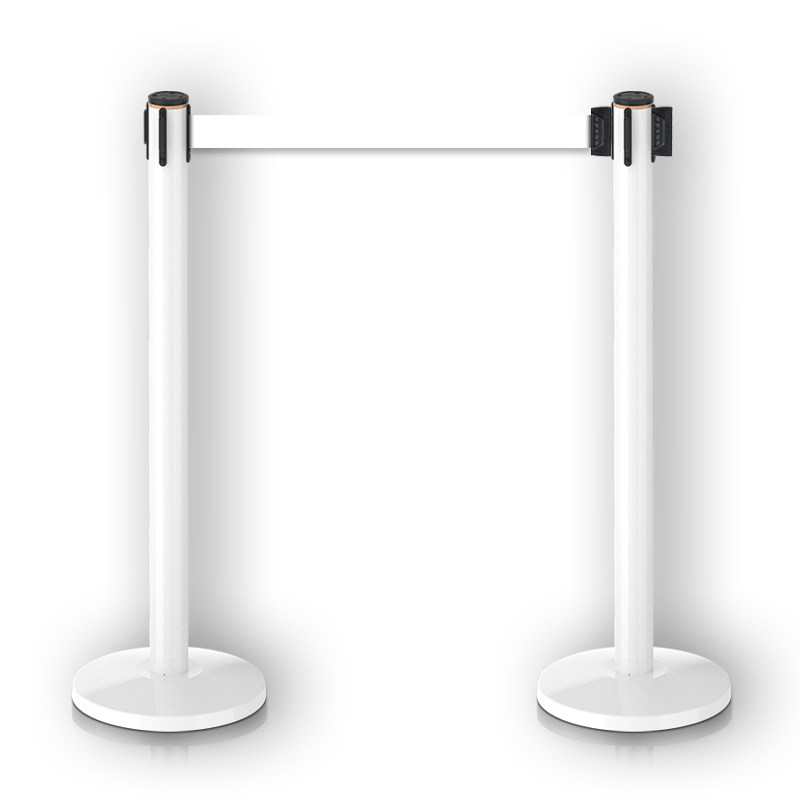 金柯 高档一米线栏杆白色高端砂纹隔离带美术伸缩排队围栏柱定制