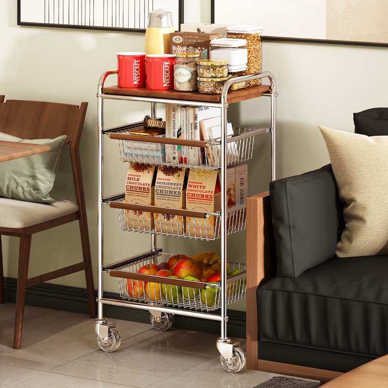 中古边几小推车现代简约沙发边几多层可抽拉零食收纳架水杯置物架