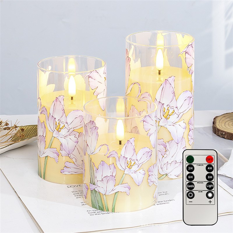 电池遥控仿真火焰贴花蜡烛氛围小夜灯婚礼布置剧本杀地摊夜市假灯