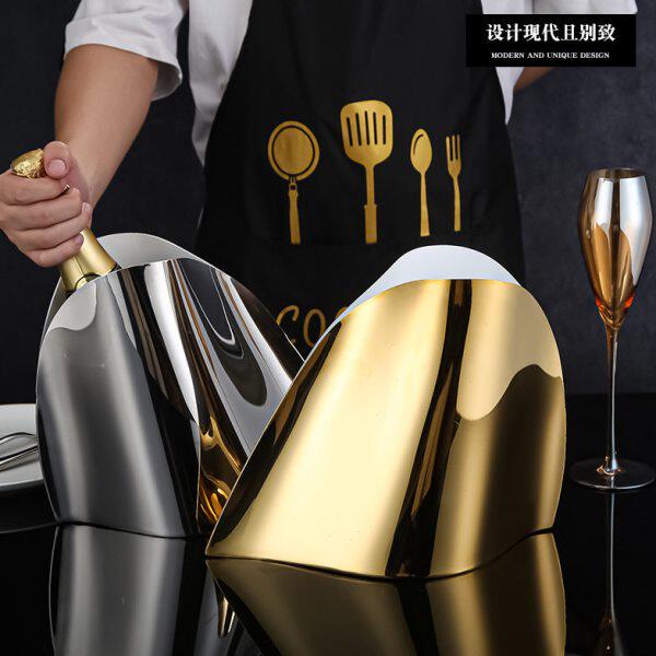 欧式不锈钢冰桶香槟桶家用红酒冰酒桶金色家居装饰样板间摆件冰桶