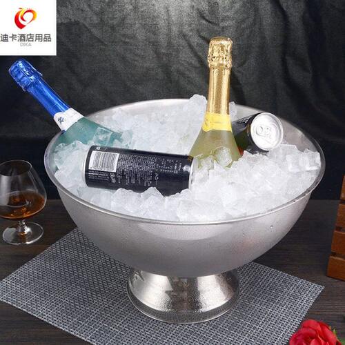 欧式不锈钢香槟盆大冰桶酒吧冰粒冰镇冰酒啤酒香槟红酒冰块沙律盆