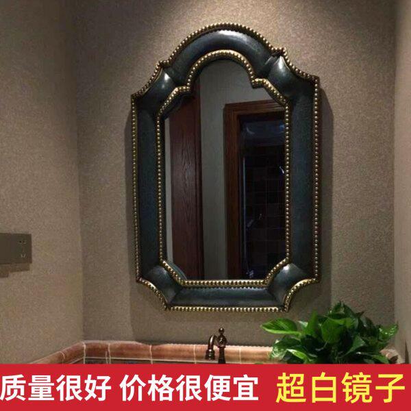 裂纹漆高档简约欧式壁炉镜玄关装饰镜沙发背景墙挂镜餐边柜镜