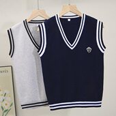 儿童针织马甲男童春秋季 薄女童宝宝外穿马夹坎肩毛衣背心 2023新款