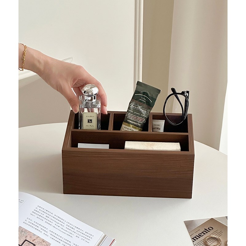 中古实木收纳筐桌面收纳篮零食盒杂物化妆品置物篮入户钥匙收纳盒