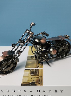 纯手工艺品铁艺哈雷摩托车模型摆件客厅酒柜装饰品小摆设精致礼物