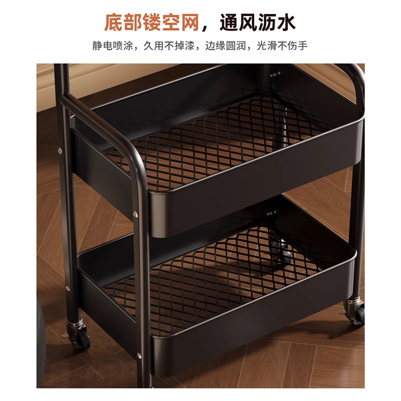 中古置物架可移动茶几沙发边几复古边桌卧室床头小推车零食收纳架