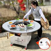 灶户外桌地铁锅铁锅大台面炖钢锅土灶台农村柴火灶灶台锅白不锈钢