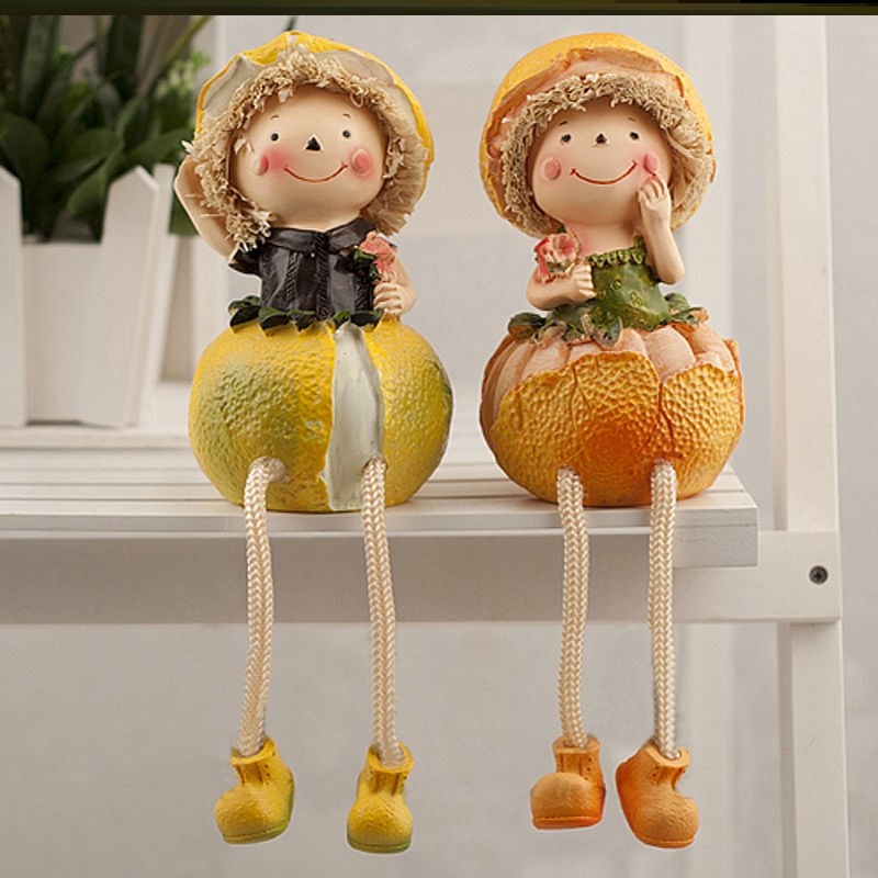 家居创意装饰品客厅小摆件吊脚娃娃可爱卧室个性摆X设电视柜酒柜