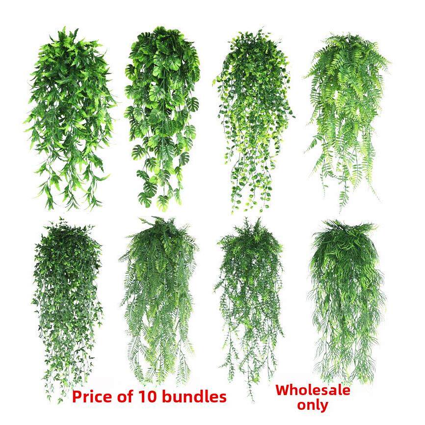 模拟波斯叶怪物叶蕨类叶壁挂装饰藤条塑料壁挂假花绿色植物挂在墙