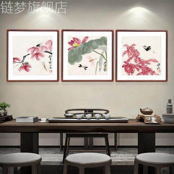 网红厅齐白石国画斗带方花鸟画框中式客背景墙装饰画饭厅餐厅过道,家居饰品,国画,淘宝优惠券,粉丝福利购,淘宝优惠卷