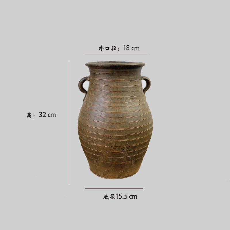 手工陶罐粗陶中式花瓶复古花器土陶盆多肉花S盆干花盆客厅摆件