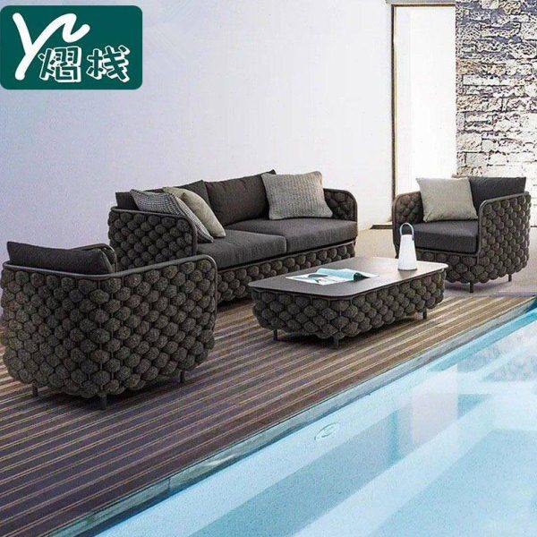 户外沙发露台防水庭院样板房售楼处室内外藤编家具三件套茶几组合,住宅家具,户外沙发,淘宝优惠券,粉丝福利购,淘宝优惠卷