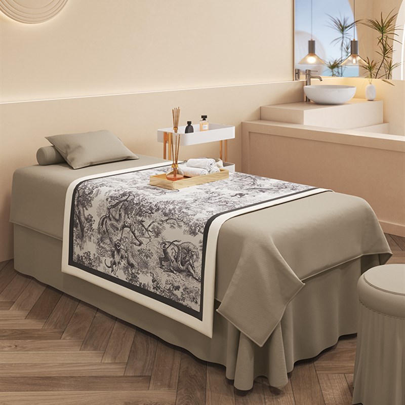 高端美容床罩四件套高档轻奢美容院按摩J头疗床专用床品单件四季