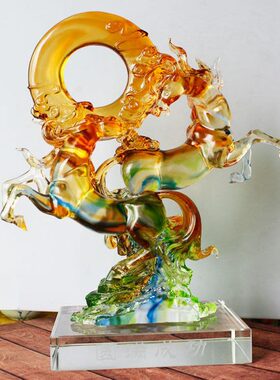 琉璃马摆件圆满成功时尚创意家居装饰品上市开业升迁生日祝寿礼品