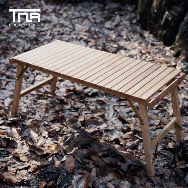 TNR户外实木蛋卷桌便捷式折叠自驾游家用露台露营野餐烧烤桌公园