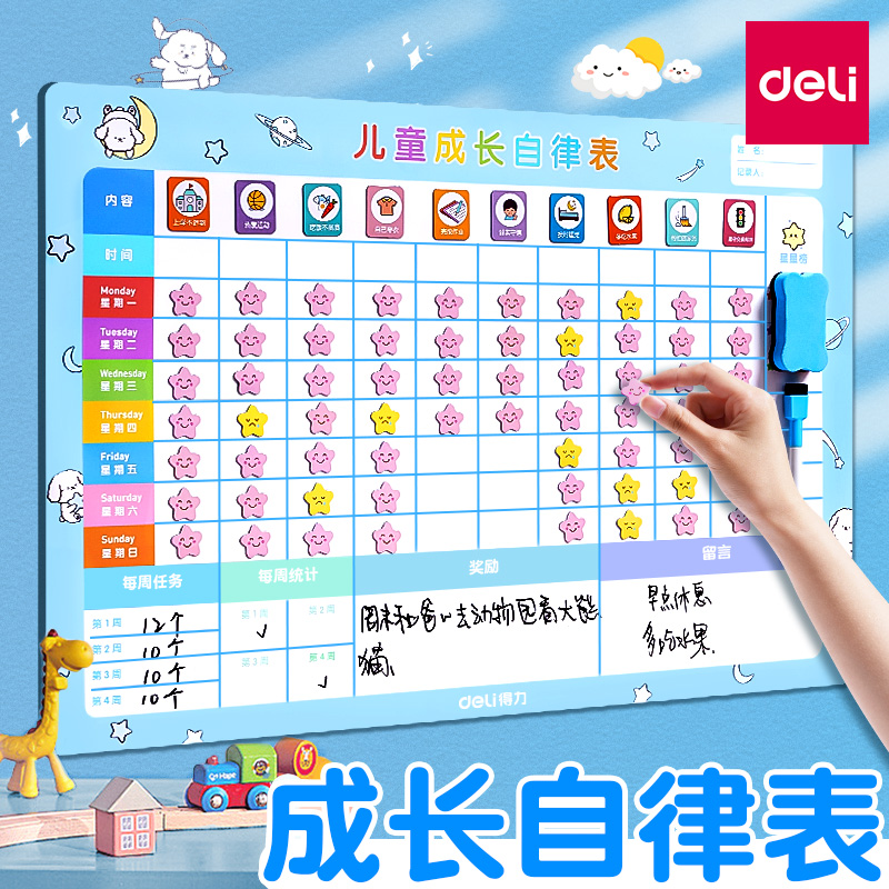 儿童成长自律表贴纸奖励孩子的积分卡每日学习计划A记录好行为习