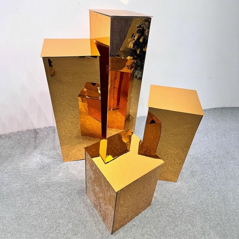 新款婚庆双镜面阳光板 膜柱路引迎宾区装饰花架蛋糕架婚礼道具