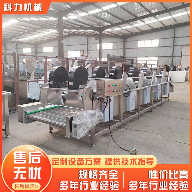 水果蔬菜清洗加工后风干线设备 清流吹干机输送带翻转风干线