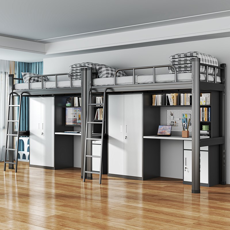 学生公寓床上床下桌组合床宿舍床员工铁架K床上下铺双层床落地爬